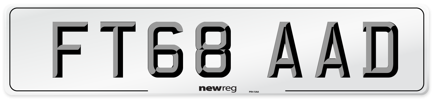 FT68 AAD Number Plate from New Reg